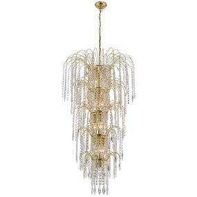 Searchlight Waterfall - Kronleuchter - Ø 58 x 264 cm - gold und transparent