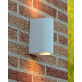 Lucide Zora Round 2 - Außenwandleuchte - 6,5 x 9 x 15 cm - 2 x 5W dimmbare LED inkl - IP44 - weiß