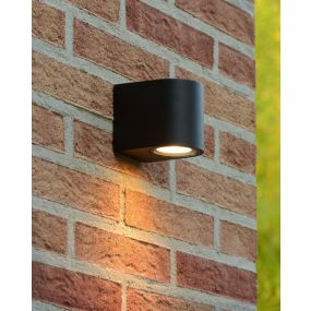 Lucide Zora Round 1 - Außenwandleuchte - 6,5 x 9 x 8 cm - 5W dimmbare LED inkl - IP44 - schwarz