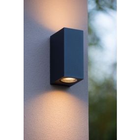 Lucide Zora 2 - Außenwandleuchte - 6,5 x 9 x 15 cm - 2 x 5W dimmbare LED inkl - IP44 - schwarz