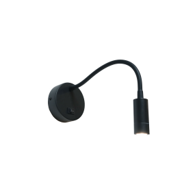 Artdelight Flexi - wandleuchte mit schalter - Ø 10 x 38 cm - 3W LED inkl. - schwarz