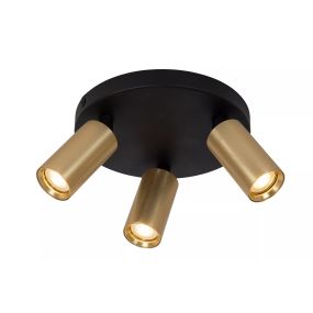Lucide Ritmo - Aufbaustrahler 3L - Ø 18 x 11,1 cm - schwarz mit gold