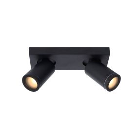 Lucide Taylor - Aufbaustrahler 2L - 24 x 10 x 12,5 cm - 2 x 5W dimmbare LED inkl. - dimmbar bis warm - IP44 - schwarz