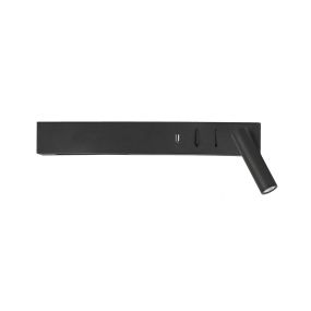 Nova Luce Vida - Wandleuchte mit Schalter und USB-Ladegerät - 35 x 10 x 8 cm - 5W + 3W LED inkl. - sand schwarz