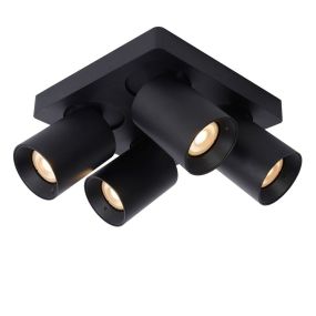 Lucide Nigel - Aufbaustrahler - 20 x 20 x 11,3 cm - 4 x 5W dimmbar inkl. - dimmbar auf warm - schwarz
