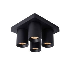 Lucide Nigel - Aufbaustrahler - 20 x 20 x 11,3 cm - 4 x 5W dimmbar inkl. - dimmbar auf warm - schwarz