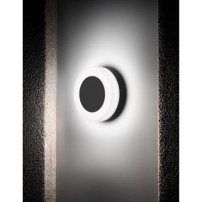 Nova Luce Tune - Außenwandleuchte - Ø 15 x 5,5 cm - 9W LED inkl. - IP65 - schwarz und weiß