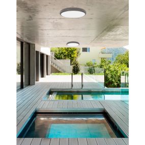 Nova Luce Tommy - Außen-Deckenleuchte - Ø 32 x 6 cm - 30W LED inkl. - IP54 - dunkelgrau und weiß