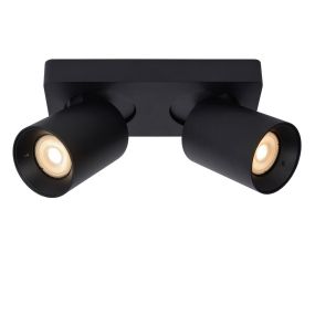 Lucide Nigel - Aufbaustrahler - 20 x 10 x 11,3 cm - 2 x 5W dimmbar inkl - dimmbar auf warm - schwarz