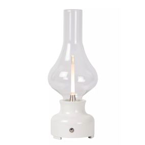 Lucide Jason - Wiederaufladbare Tischleuchte - Ø 12 x 30 cm - 2W dimmbare LED inkl - 3 Stufen dimmbar - weiß