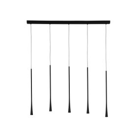 Nova Luce Goccio - Hängeleuchte - 110 x 4,5 x 160 cm - 5 x 7W LED inkl. - schwarz