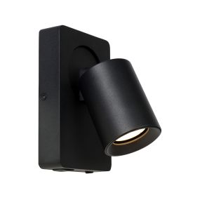 Lucide Nigel - Wandleuchte mit Schalter und USB-Anschluss - 16 x 10 x 11,8 cm - 5W LED inkl - schwarz