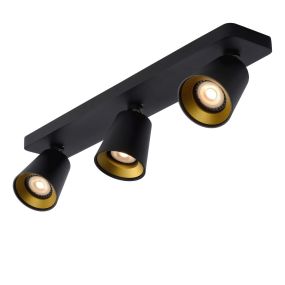 Lucide Turnon - Deckenleuchte - 9 x 53 x 12,3 cm - 3 x 5W LED inkl. - dimmbar bis warm - schwarz