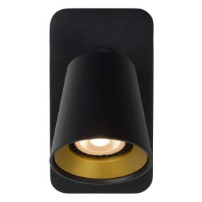 Lucide Turnon - Wandleuchte - 9 x 16 x 12,3 cm - 5W LED inkl - dimmbar bis warm - schwarz