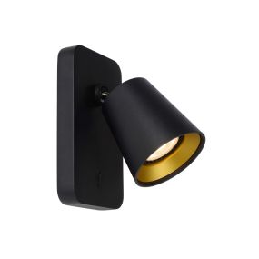 Lucide Turnon - Wandleuchte - 9 x 16 x 12,3 cm - 5W LED inkl - dimmbar bis warm - schwarz