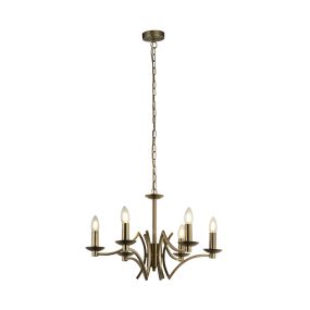 Searchlight Ascot - Kronleuchter - Ø 56 x 150 cm - Messing antik