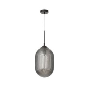 Nova Luce Athena - Pendelleuchte - Ø 22,5 x 120 cm - rauchgrau und mattschwarz