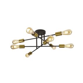 Searchlight Armstrong - Deckenleuchte - Ø 54 x 23 cm - satiniertes Messing und mattes Schwarz