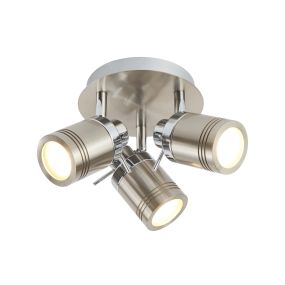 Searchlight Samson - Aufbaustrahler 3L - Ø 28 x 16 cm - IP44 - satiniert silber
