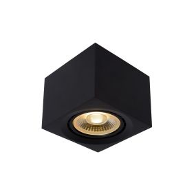 Lucide Fedler - Aufbaustrahler - 12 x 12 x 8,5 cm - 12W dimmbare LED inkl - dimmbar auf warm - schwarz