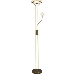 Searchlight Mother & Child - Stehleuchte mit Leselicht - Ø28 x 193 cm - 25,5W + 5W dimmbare LED inkl - Messing satiniert