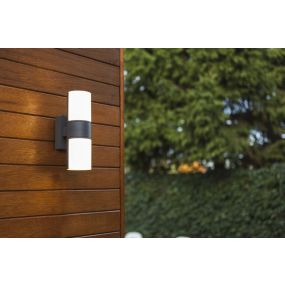 Lutec Cyra - Außenwandleuchte - 7 x 12 x 24 cm - 2 x 8W LED inkl. - IP54 - dunkelgrau