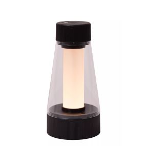 Lucide Lorali - wiederaufladbare Tischleuchte - Ø 7,7 x 16 cm - 1,2W LED mit Dimmfunktion inkl. - IP44 - schwarz