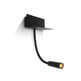 ONE Light Reading Spots - Wandleuchte mit USB-Anschluss und Schalter -16 x 11 x 7,5 cm - inkl. 3W LED - schwarz