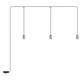 Creative Cables Eiva E-snake - tragbare Lichtgirlande - 2,7 Meter Gesamtlänge - 3 x Eiva 3-fach E27 Fassung mit Silikonkabelhalter - IP65 - gletschergrau