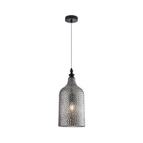 Nova Luce Marou - Pendelleuchte - Ø 19,5 x 120 cm - rauchgrau und mattschwarz