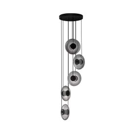 Nova Luce Ballet - Hängelampe - Ø 40 x 220 cm - 40W dimmbar LED inkl. - sand schwarz und rauchgrau