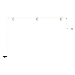 Creative Cables Eiva - tragbare Lichtgirlande - 4,9 Meter Gesamtlänge - 3 x Eiva 2-Wege E27-Leuchtmittel mit Silikonkabelhalter - IP65 - grün & weiß