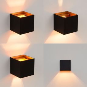 Lucide Xio - Wandleuchte mit 2 verstellbaren Lichtkegeln - 9,7 x 9,7 x 9,7 cm - 4W dimmbare LED inkl. - schwarz