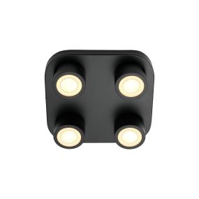 Nordlux Clyde 4-Spot - Deckenleuchte - 28 x 28 x 7,5 cm - 3 Stufen Dimmer - 4 x 5W LED inkl. - schwarz