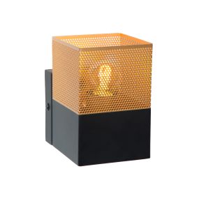 Lucide Renate - Wandleuchte - 10 x 10 x 15 cm - schwarz und matt gold