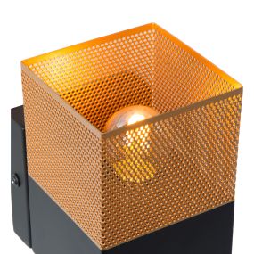 Lucide Renate - Wandleuchte - 10 x 10 x 15 cm - schwarz und matt gold