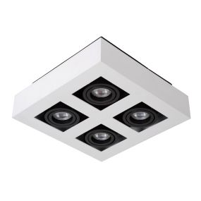 Lucide Xirax - Aufbaustrahler - 25 x 25 x 8,8 cm - 4 x 5W dimmbare LED inkl. - dimmbar bis warm - weiß