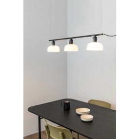 Faro Tatawin - Pendelleuchte 3L - 8,1 x 100 x 210 cm - Schwarz/Milchglas