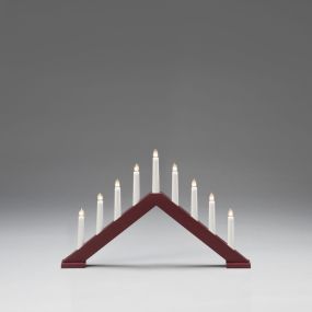 Konstsmide Weihnachtsbeleuchtung - Weihnachtskerzenhalter aus Holz - 50,6 x 5 x 32 cm - matt dunkelrot