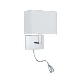 Searchlight Wall - Wandleuchte mit Doppelschalter - 20 x 25,5 cm - 1W LED inkl. - Chrom