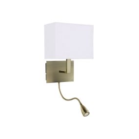 Searchlight Wall - Wandleuchte mit Doppelschalter - 20 x 25,5 cm - 1W LED inkl. - Messing antik
