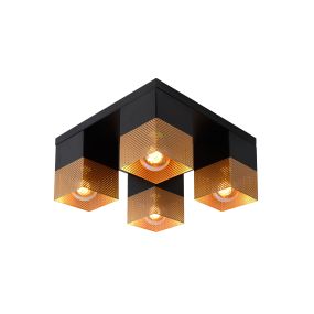 Lucide Renate - Deckenleuchte - 32 x 32 x 16 cm - schwarz und matt gold