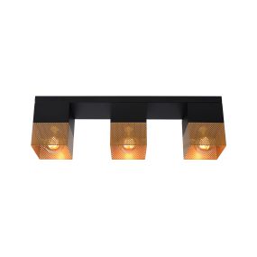 Lucide Renate - Deckenleuchte - 54 x 10 x 16 cm - schwarz und matt gold