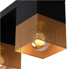 Lucide Renate - Deckenleuchte - 54 x 10 x 16 cm - schwarz und matt gold