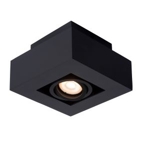 Lucide Xirax - Aufbaustrahler 1L - 14 x 14 x 8,8 cm - 5W dimmbare LED inkl. - dimmbar auf warm - schwarz