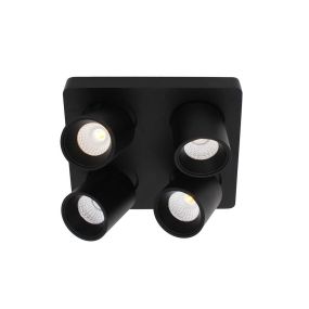 Artdelight Laguna - Aufbaustrahler 4L - 22 x 22 x 9,5 cm - 4 x 6W dimmbare LED inkl - schwarz