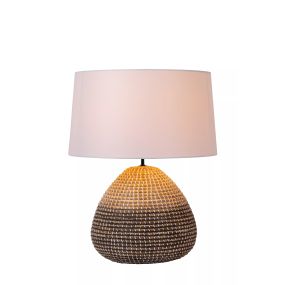 Lucide Maduka - Tischleuchte - Ø 45 x 61 cm - hellbraun und weiß
