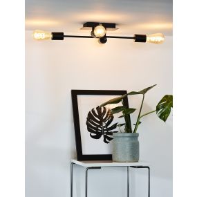 Lucide Lester - Deckenleuchte - 51 x 39 x 9 cm - schwarz