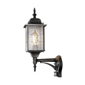 Konstsmide Milano Up - Wandleuchte mit Sensor - 29 x 53 x 16 cm - IP44 - schwarz