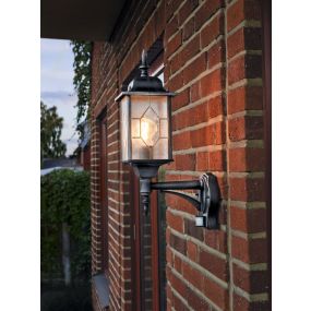 Konstsmide Milano Up - Wandleuchte mit Sensor - 29 x 53 x 16 cm - IP44 - schwarz